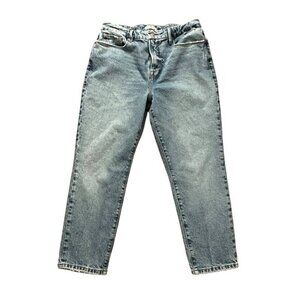 Good American Good Girlfriend Petite Jeans Straight Fit Size 8/29 Blue Denim